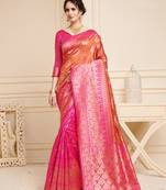 Multicolor woven linen saree with blouse