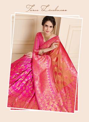 Multicolor woven linen saree with blouse 2