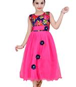 Pink Embroidered Net Kids Girl Gowns