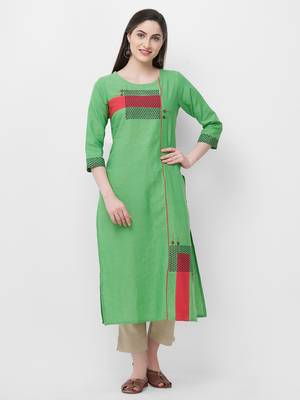 Green printed cotton ethnic-kurtis 1
