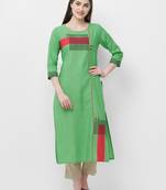 Green printed cotton ethnic-kurtis