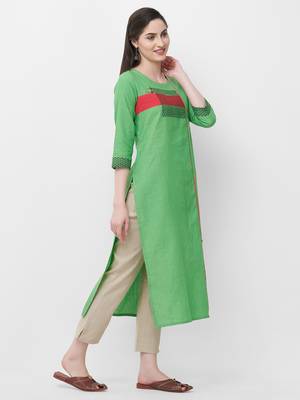 Green printed cotton ethnic-kurtis 3