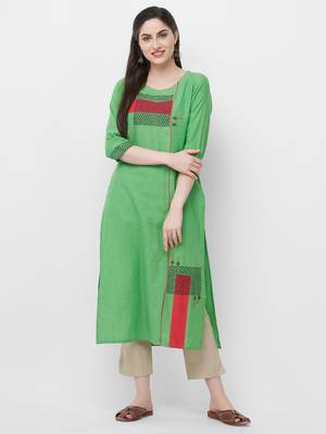 Green printed cotton ethnic-kurtis 4