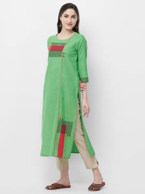 Green printed cotton ethnic-kurtis 5