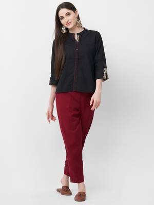 Black plain cotton cotton-tops 1
