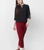 Black plain cotton cotton-tops