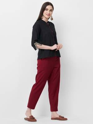 Black plain cotton cotton-tops 3