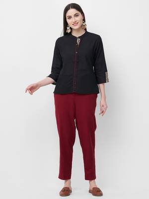 Black plain cotton cotton-tops 4