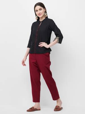 Black plain cotton cotton-tops 5