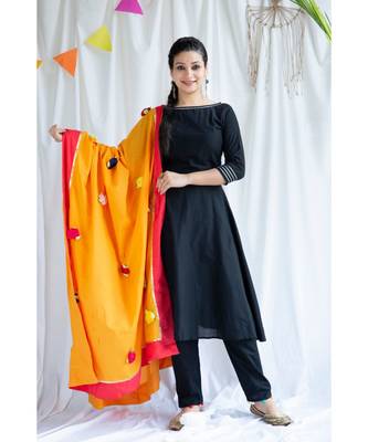 Ashvini cotton Kurta,Pant and Dupatta Set of three 2