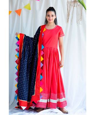 Moola cotton Long Dress and Dupatta sat of Two 1