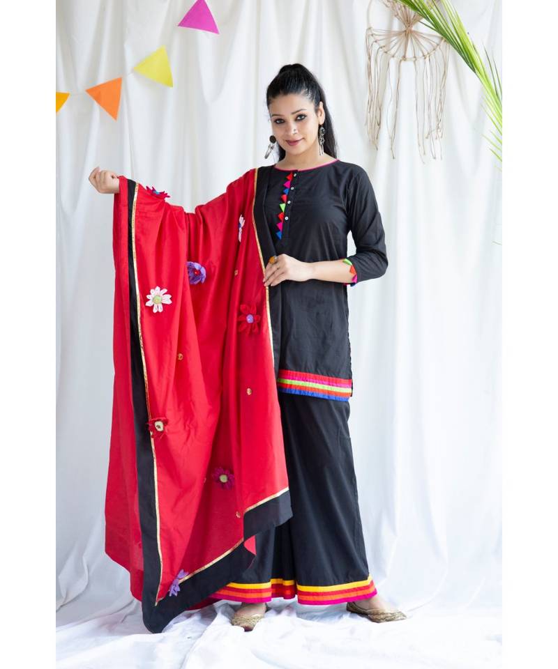 Sana cotton Kurta,Palazzo And Dupatta Set-Three