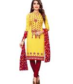 Yellow printed crepe salwar