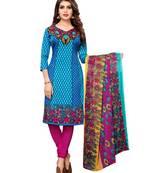 Blue printed crepe salwar