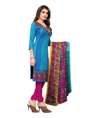 Blue printed crepe salwar 2