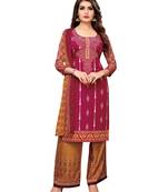 Maroon printed crepe salwar