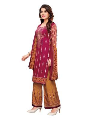 Maroon printed crepe salwar 2