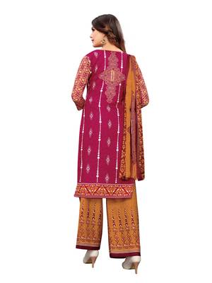 Maroon printed crepe salwar 4