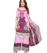 Pink printed crepe salwar