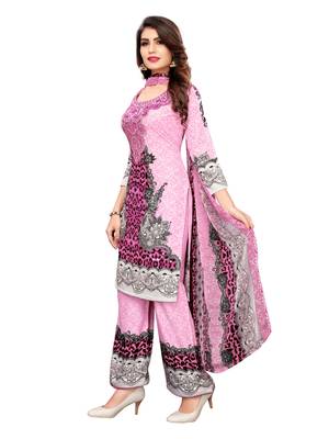 Pink printed crepe salwar 2