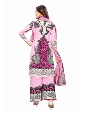 Pink printed crepe salwar 4