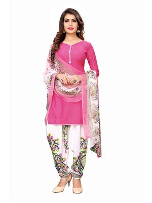 Pink printed crepe salwar 1
