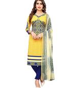 Yellow Printed Crepe Salwar