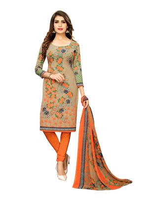 Beige Printed Crepe Salwar 1