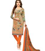 Beige Printed Crepe Salwar