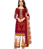 Red printed crepe salwar