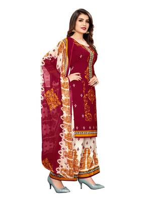 Red printed crepe salwar 3