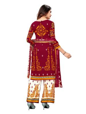 Red printed crepe salwar 4