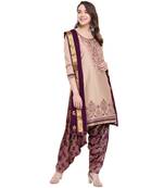 Beige embroidered cotton salwar