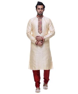 Gold Embroidered Silk Sherwani 1