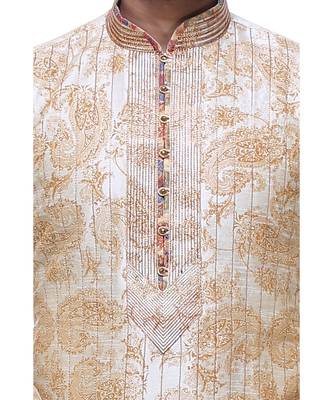 Gold Embroidered Silk Sherwani 2