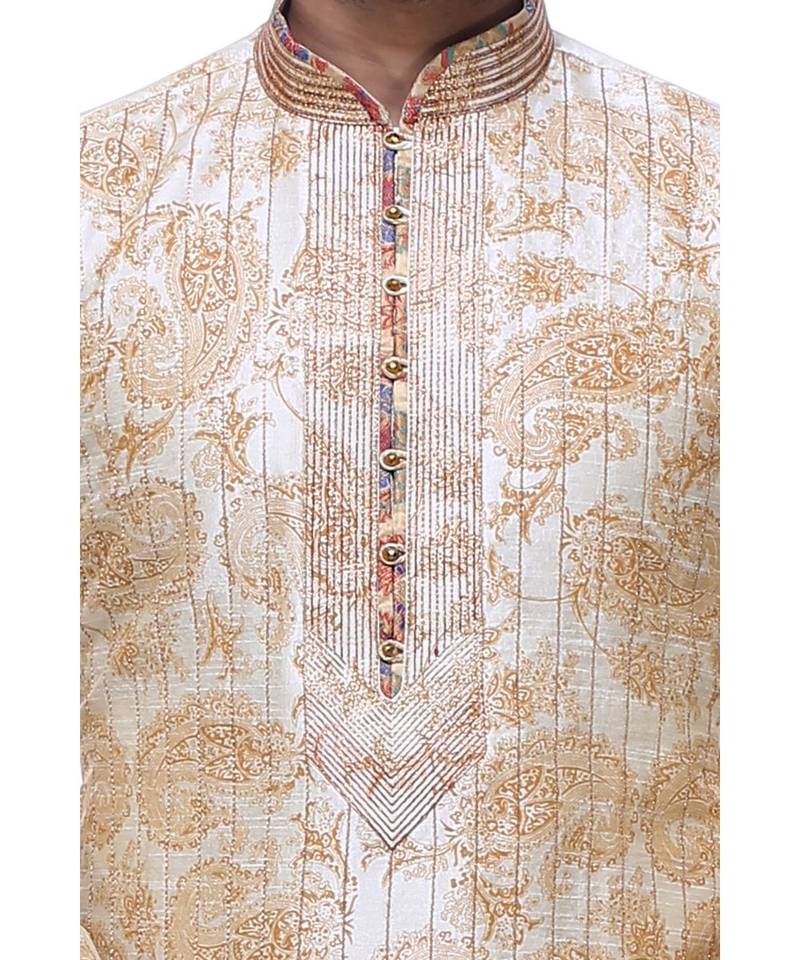 Gold Embroidered Silk Sherwani