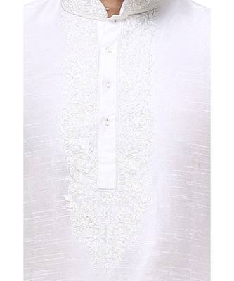 White Embroidered Silk Sherwani 2