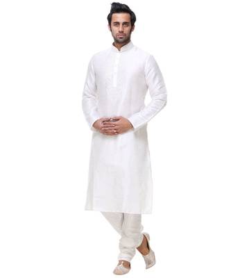 White Embroidered Silk Sherwani 1
