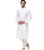 White Embroidered Silk Sherwani