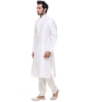 White Embroidered Silk Sherwani 3