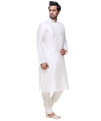 White Embroidered Silk Sherwani 4