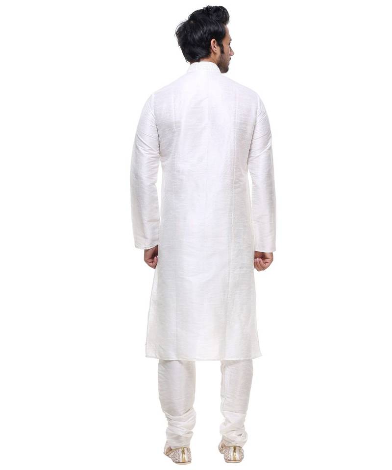 White Embroidered Silk Sherwani
