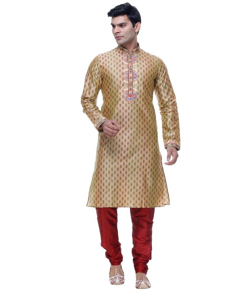 Gold Embroidered Silk Sherwani