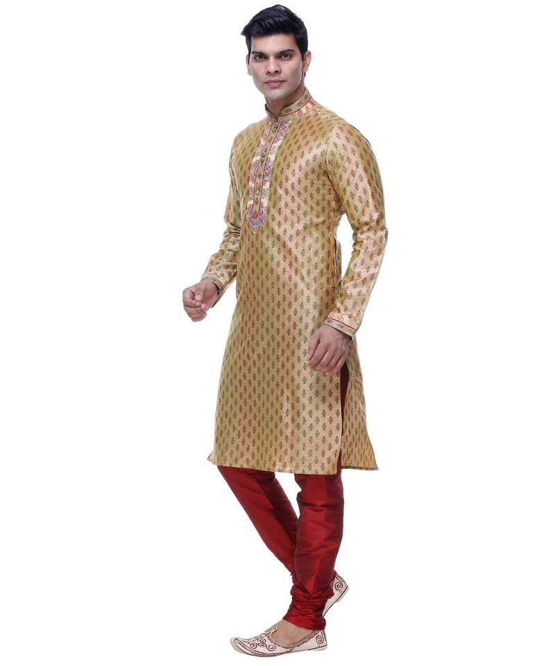 Gold Embroidered Silk Sherwani
