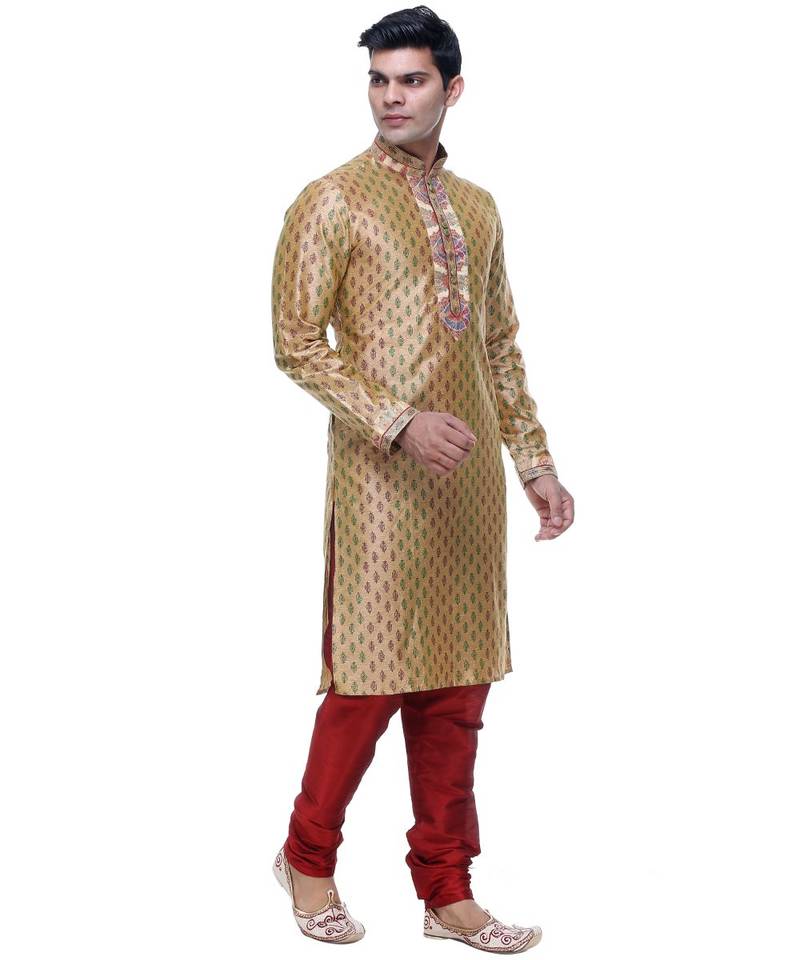 Gold Embroidered Silk Sherwani
