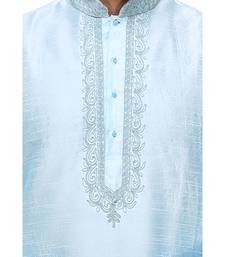 Turquoise Embroidered Silk Sherwani