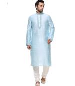 Turquoise Embroidered Silk Sherwani