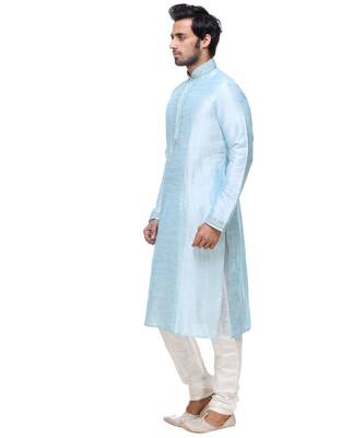 Turquoise Embroidered Silk Sherwani 3