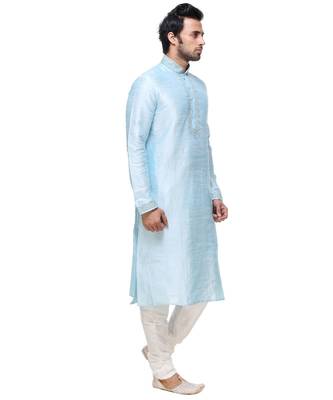 Turquoise Embroidered Silk Sherwani 4