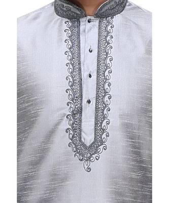 Grey Embroidered Silk Sherwani 2